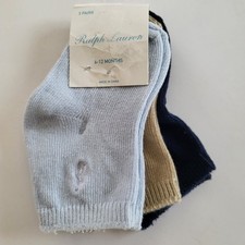 Polo Ralph Lauren Baby Boy 3-pair ankle socks 3pk Pony Logo size 12M Blue Multi