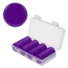 100Pcs Poker Chips 25mm Blank Mini Bingo Chips with Box, Purple