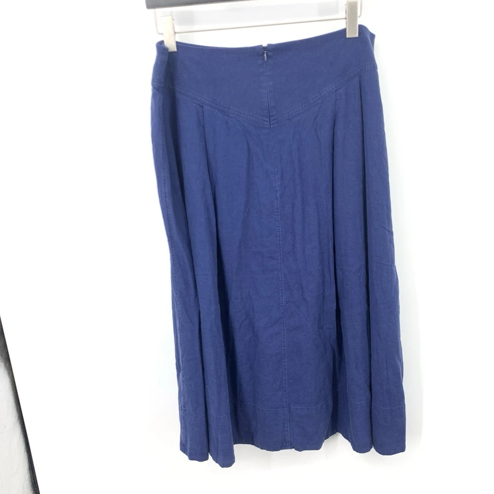 Falda Banana Republic Mujer Talla 18 Azul Larga Midi Mezcla de Lino Tiro Alto Acampanada Foto 4 de 4