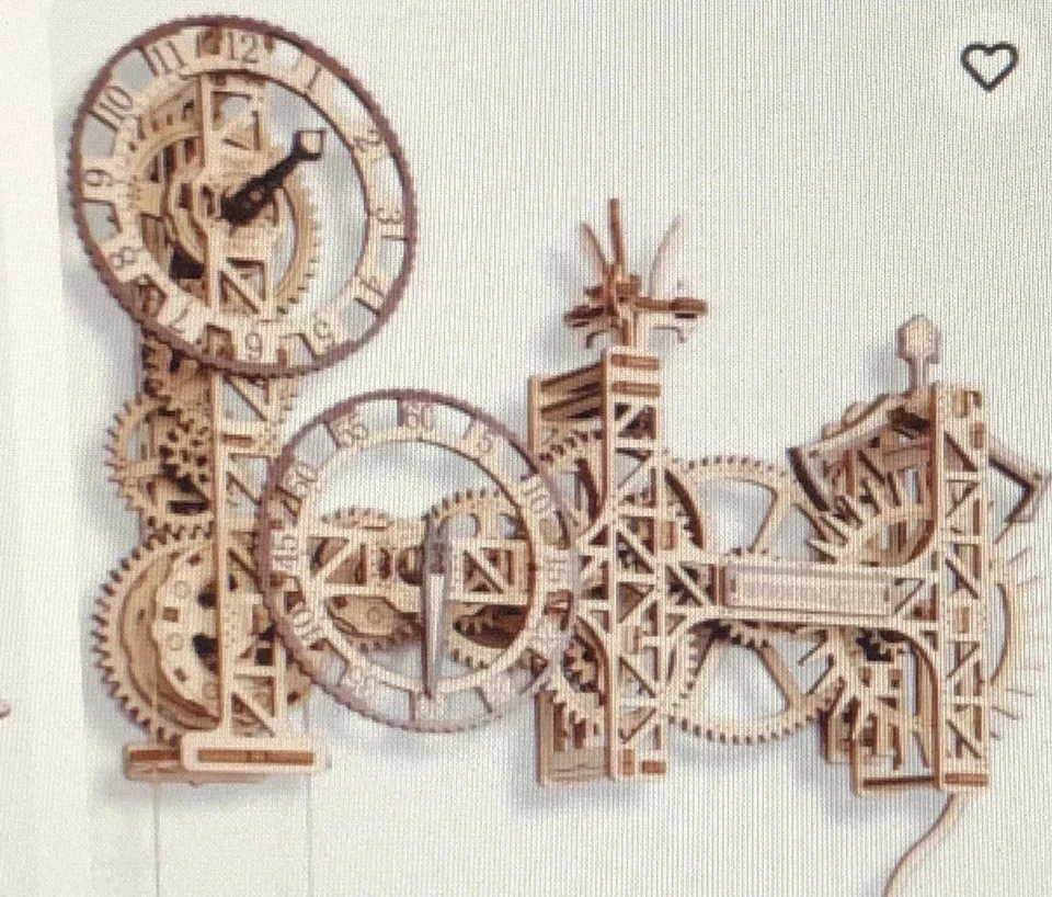 Steampunk Wooden Clock Kit 3D Puzzles for Adults Hobbies Mechanical Model New - Image 2 of 4