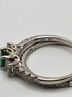 14k Solid White Gold Emerald & Diamond Wedding Ring Set Size 9 — photo 8