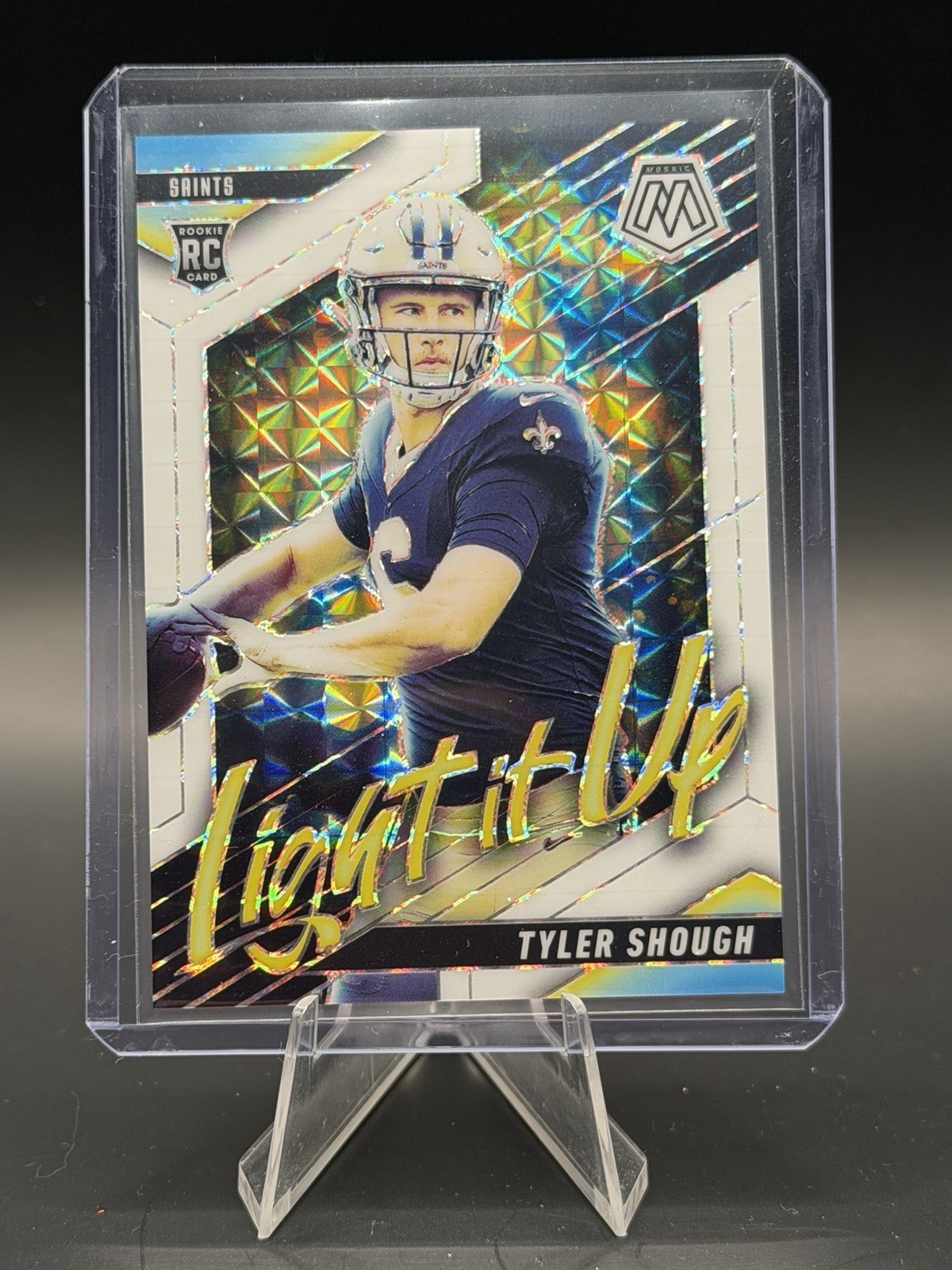Tyler Shough 2025 Mosaic Light It Up Rookie White 11/25 Saints