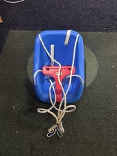 Blue Plastic Kids Outdoor Swing Seat w/ Ropes and Red Seat Belt