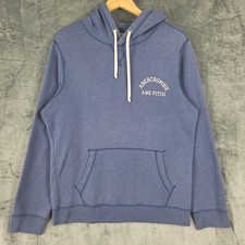 Abercrombie  Fitch Hoodie Medium Blue Pullover Preppy Spellout Y2K Sweatshirt