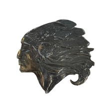 Native American Chief Warrior Head Belt Buckle Western Antiqued Brass Vintage