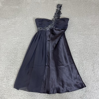 Nightway Kleid Damen Größe 4 Grau Blumenmuster One Shoulder 