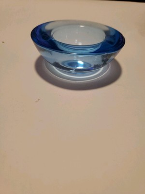 Vintage  IKEA Candle Holder Salt Shaker Glass Transparent Ocean Blue 