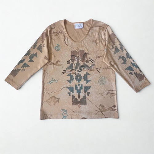 Cactus Bay Western Horse Rhinestone Graphic Tee Southwest Top USA Medium