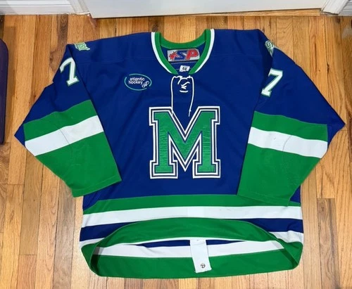 Mercyhurst College Lakers Atlantic Hockey Game Used Worn Randy Cure Jersey Sz 60