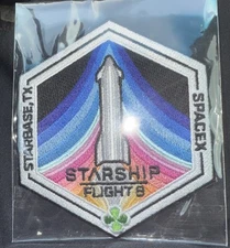 STARSHIP FLIGHT 8 MISSION PATCH- AUTHENTIC Space X EMPLOYEE PATCH + Tile Frag.