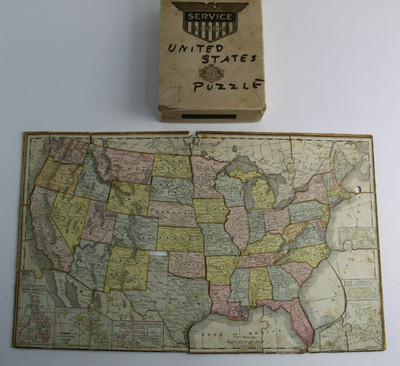 Antique 1907 Rand McNally United States Puzzle Complete Needs Repairs