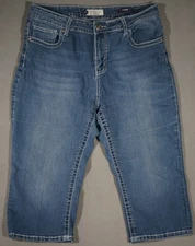 XB11442 VERY COOL ****VIGOSS**** CAPRI, CROPPED FIT WOMENS BLUE JEAN SHORTS sz16