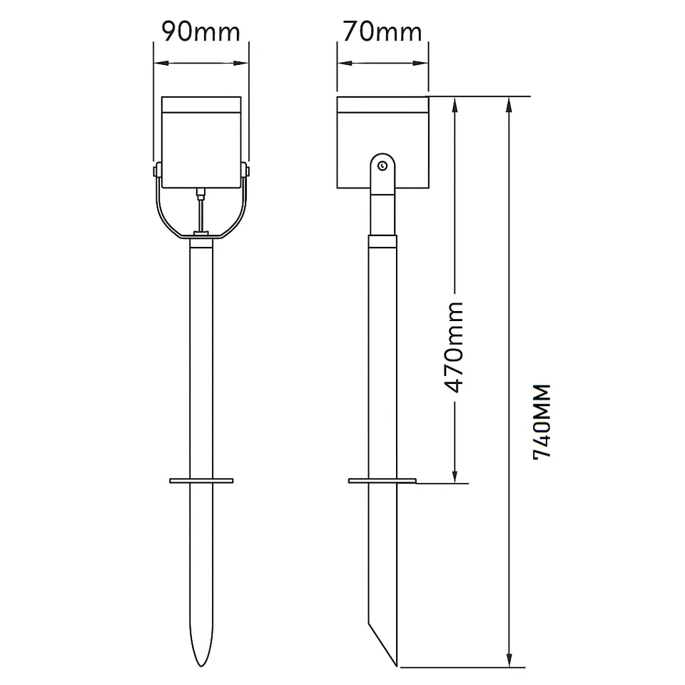 Faretto grande da giardino a picchetto GU10 IP54 LED alluminio 74cm - Immagine 3 di 3