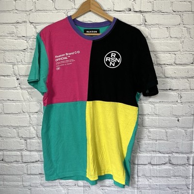 Reason Brand T Shirt Mens Size Large Color Block Art Streetwear Retro