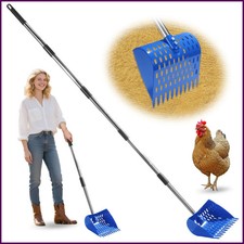 2-in-1 Chicken Coop Shovel and Rake Poultry Cleaning Tool Adjustable Farm Use