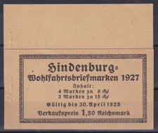 Deutsches Reich Deckel aus Markenheftchen MH 24 Hindenburgspende 1927