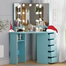 Makeup Vanity Desk Set with Lighted Mirror Vanity Dressing Table for Makeup🔋