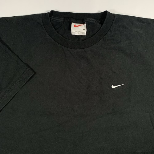 Vintage Nike Swoosh Check XL Black Shirt Men's Large White Tag 90s Basic Tee 90s