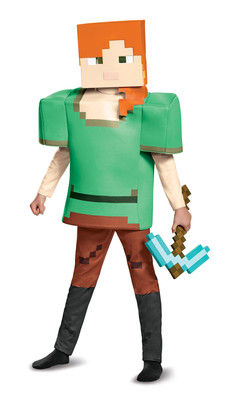 Minecraft Alex Costume Outfit with Tunic Pants and Mask for Kids