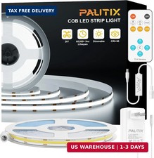 PAUTIX 24V COB LED Strip 16.4ft Daylight White 6000K Flexible Tape Light Remote
