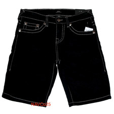 True Religion Boys Size 14 Relaxed Straight Jean Shorts, Stretch Denim Bermuda