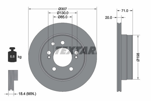 TEXTAR 2x Bremsscheiben hinten belüftet beschichtet für Ssangyong Rexton W GAB - Bild 1 von 1