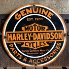 VINTAGE 1952 DATED HARLEY DAVIDSON MOTORCYCLES PORCELAIN GENUINE MOTOR OIL SIGN