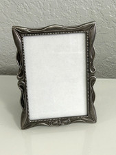 Vintage Ornate Pewter Scroll Design Picture Frame Holds 5" X 7" Photo.
