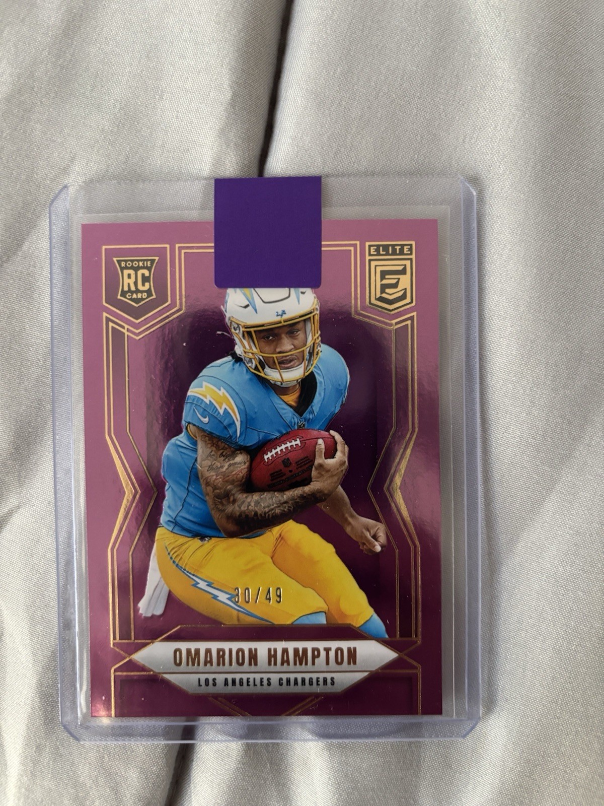 2025 Panini Donruss Elite - Rookies Omarion Hampton #132 Purple /49 (RC)