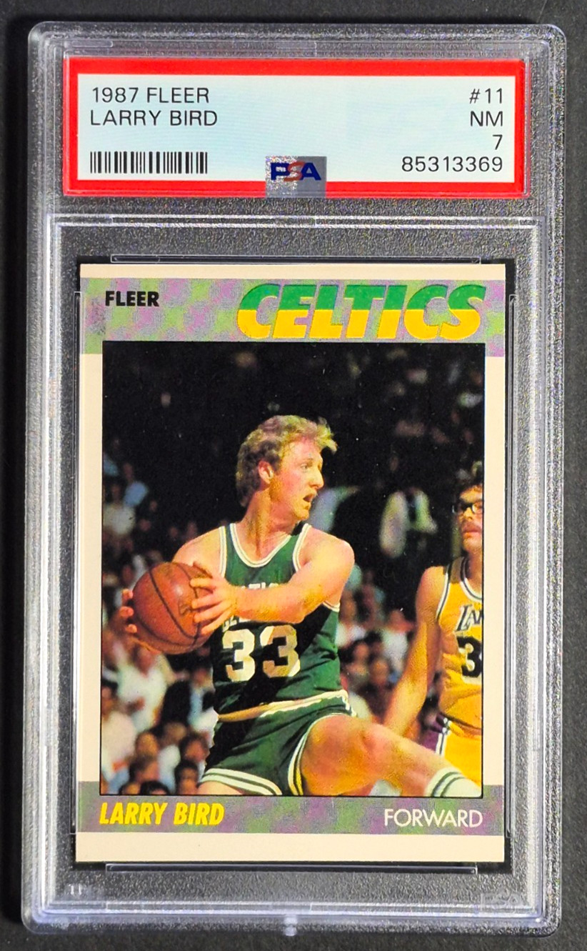 1987 1987-88 Fleer Larry Bird #11, NBA HOF Celtics, PSA 7 SHARP, New Grade