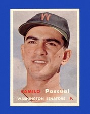 Near-Mint+++++ to Mint 1957 Camilo Pascual Topps Baseball Card #211/Senators
