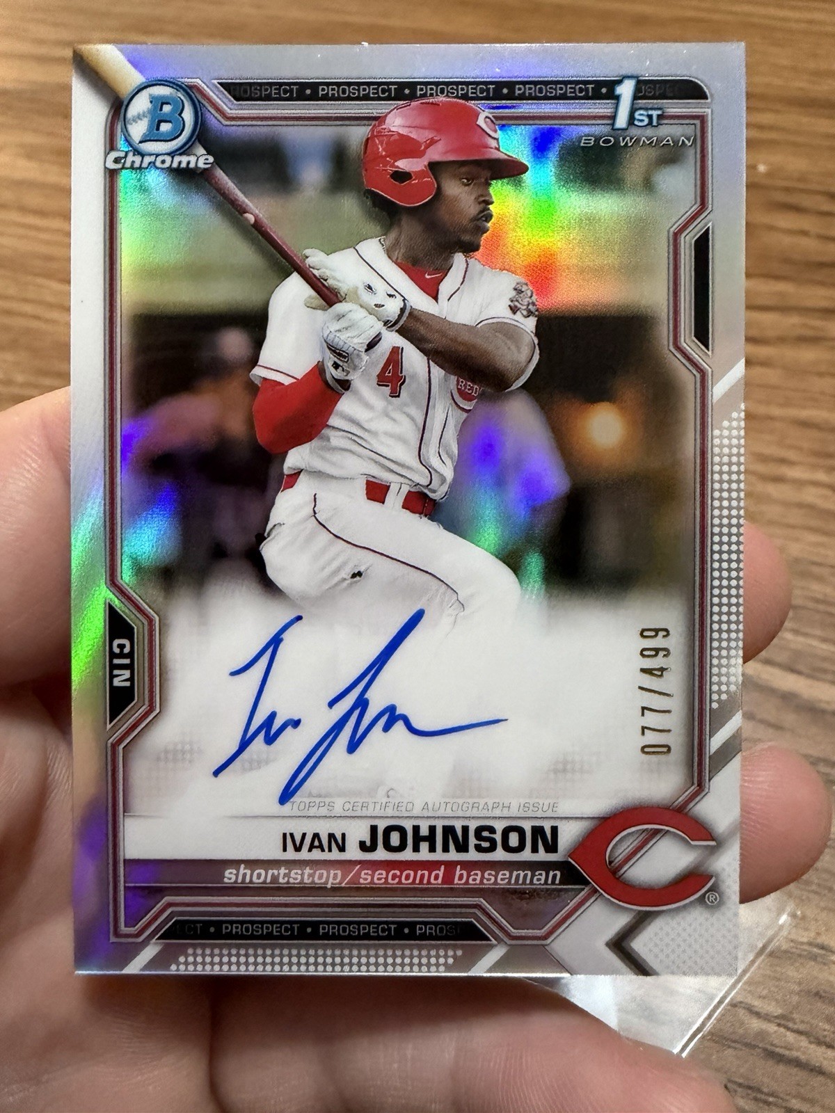 2021 1st Bowman Chrome IVAN JOHNSON Prospect RC AUTO REFRACTOR #77/499 CPA-IJ🔥