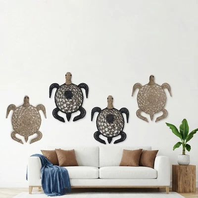 Wanddekoration Schildkröte schwarz-natur Seegras Dekoration Wohnen wohnfreuden - Bild 1 von 4