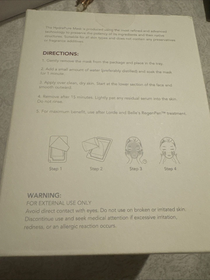 Lorde + Belle HydraPure Mask for Deep Hydration (8-Pack) New Sealed Box MSRP $99 - Image 3 of 4