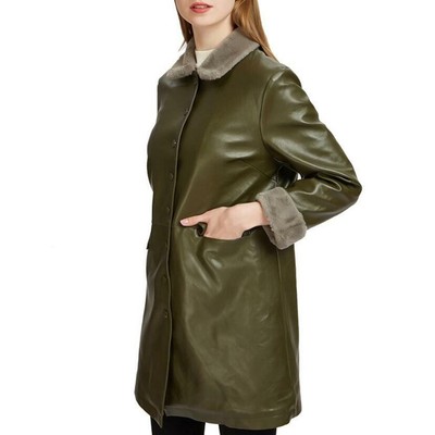 Plus Size Fur Lined Leather Midi Casual Outwear Fleece Coats | eBay