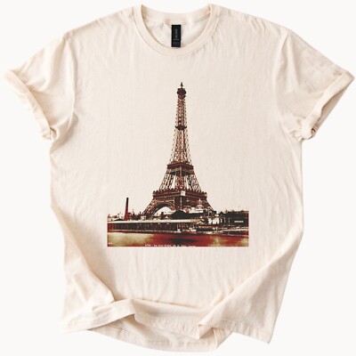 Eiffel Tower Graphic T Shirt Paris Landmark Souvenir Tee Top