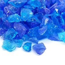 BLUE, TURQUOISE 1/2" - 1" Premium Large Fire Glass for Fireplace and Fire Pit