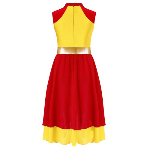 Niños Niñas Disfraz Baile Ropa Alabanza Vestido Fiesta Uniforme Figura Cuello Simulado - Imagen 30 de 48