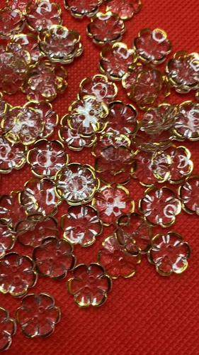 13mm Buttons Round Small Gold Rim Clear Rose Flower Baby Cardigans Knitting - Video 1 of 1