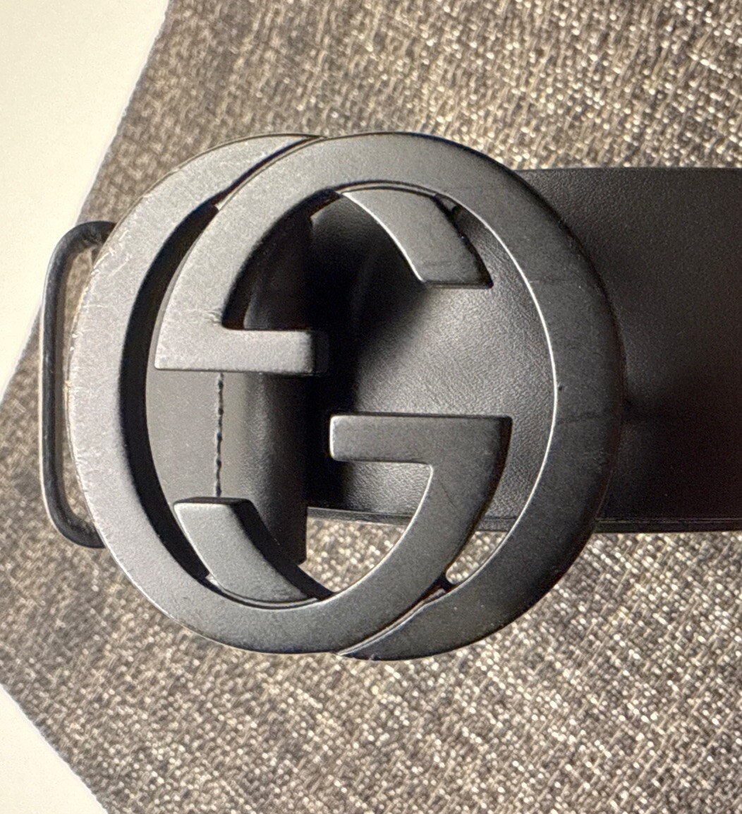 Gucci Black Leather Belt with Interlocking G Buckle UNISEX  display picture 2