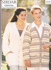 SIRDAR Wash 'n Wear DK KNITTING PATTERN 5144 Womens Sweater Jackets Pattern Only