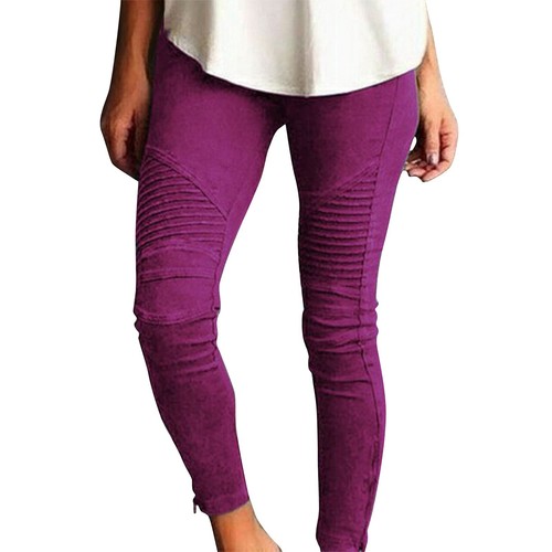 Women Faux Denim Jeans look High Waist Elastic Pencil Leggings Jeggings Pants - Picture 38 of 45