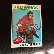 Autographed  1975-76 Topps JIM RUTHERFORD .    HOF.        **J-1