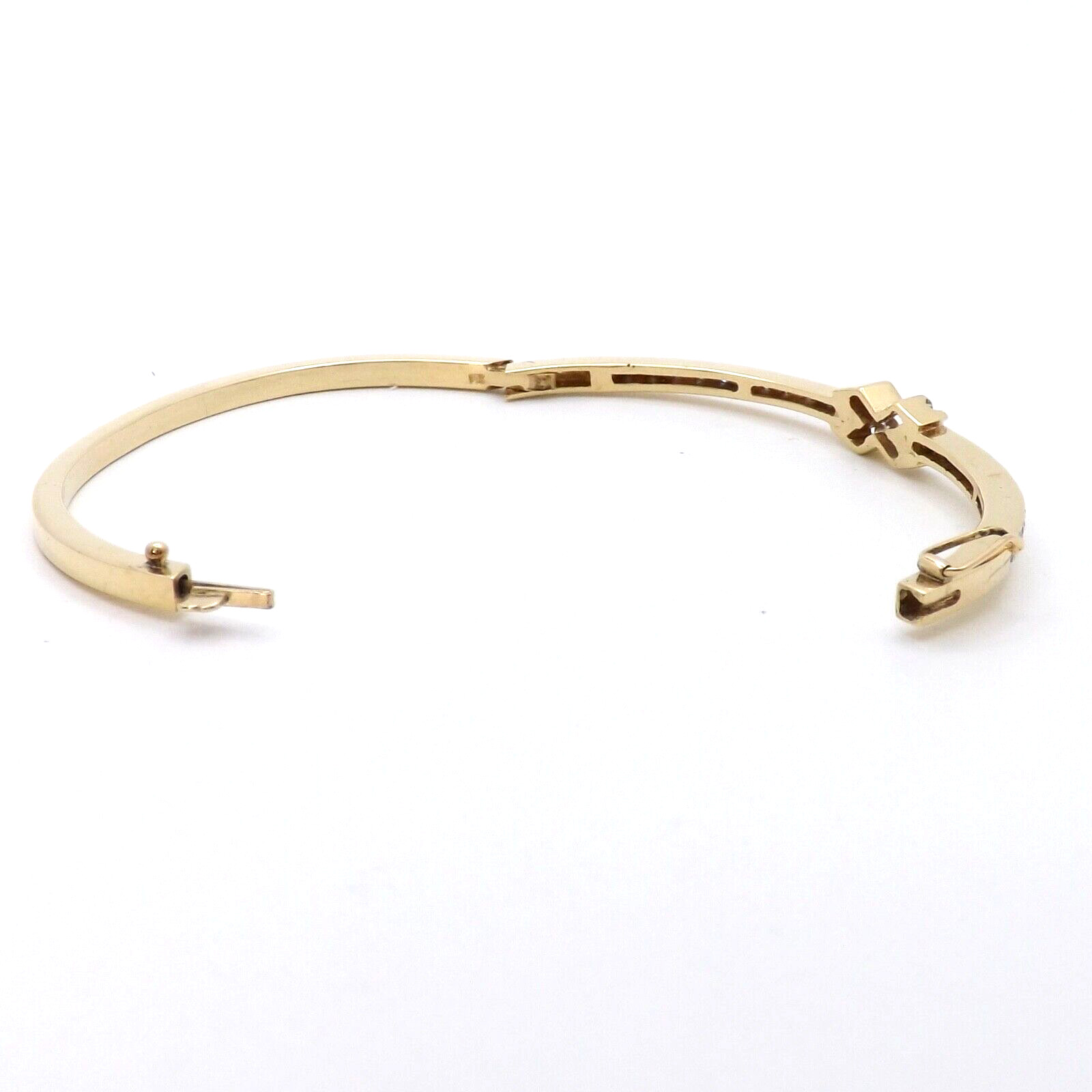 Solid Gold Natural Diamond X Hinged Bangle Bracel… - image 15