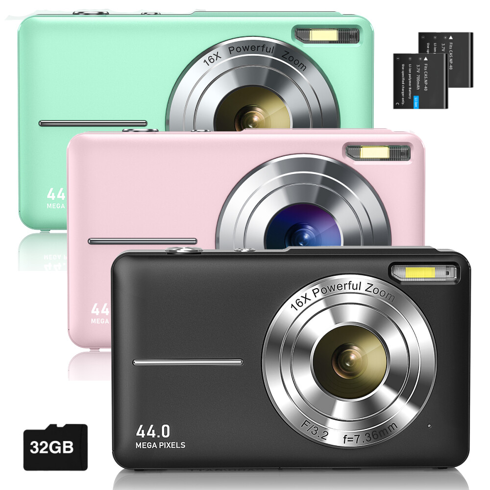 Digital Camera 44MP Compact Point and Shoot Photography Cameras for Teens, Kids