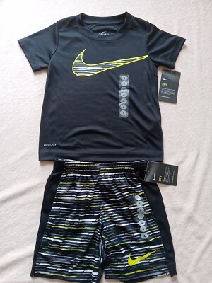 Nike Toddler Boy 2 Piece Dri-fit Sport Performance Shirt & Shorts Size 4 Black