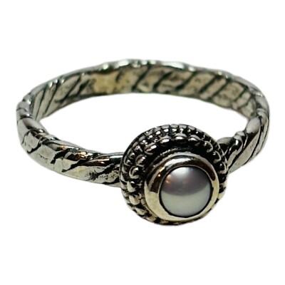 Sarda Bali Sterling 925 Silver Petite Pearl Stackable Ring Size 6 - .08