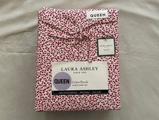 NEW 4pc Laura Ashley Queen Sheet Set Cottage Ditsy JOLLY HOLLY Red White