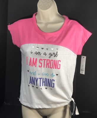 Pink White Black New Girls Casual Shirt Short Sleeve Top ZELOS LG Ties Left Side