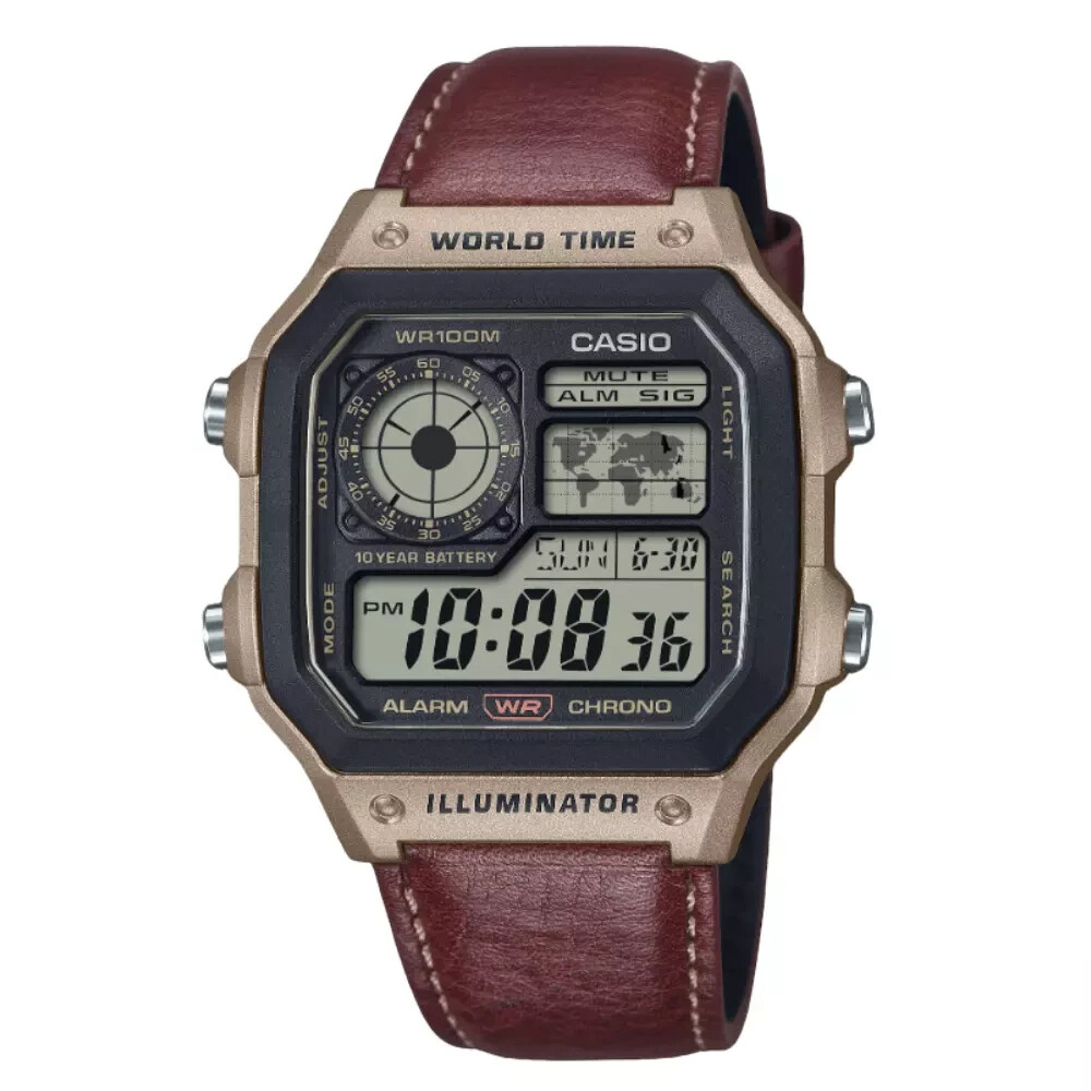 Casio AE-1200WHL-5AV, World Time Watch, Chronograph, 5 Alarms, 10 Year Battery